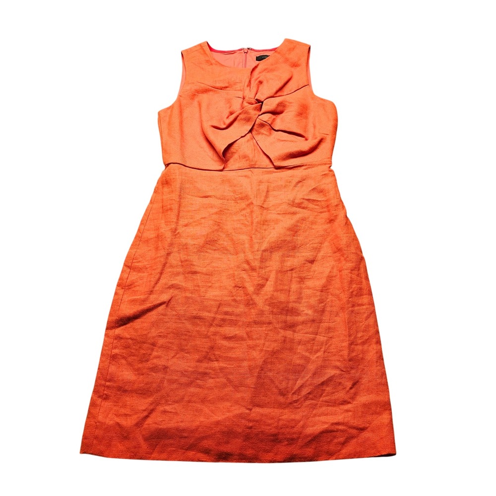 J.Crew Orange Twist Front Linen Blend Sleeveless Sheath Dress Womens 4